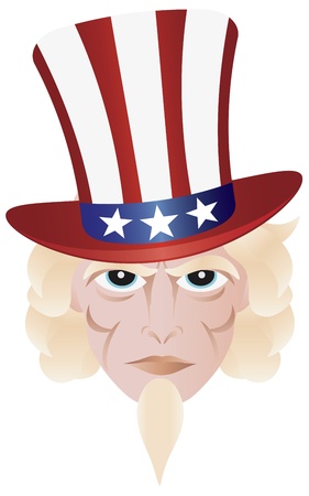 Uncle Sam in Fourth of July Hat on Independence Day Illustrationのイラスト素材