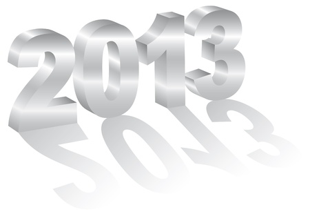 2013 Happy New Year 3D Numbers with Long Shadows Isolated on White Backgroundのイラスト素材