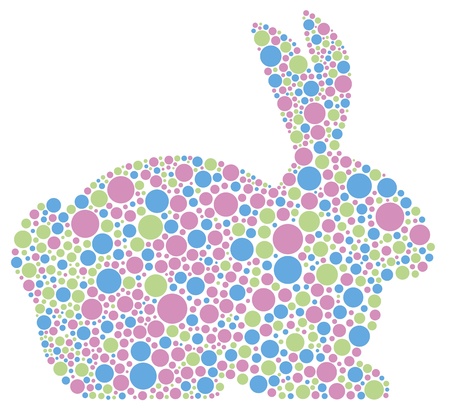 Bunny Rabbit Silhouette in Pastel Colors Polka Dots Illustration Isolated on White Backgroundのイラスト素材