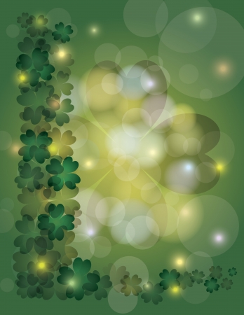 St Patricks Day Irish Lucky Four Leaf Clover Bokeh Border with Sparkles Illustrationのイラスト素材