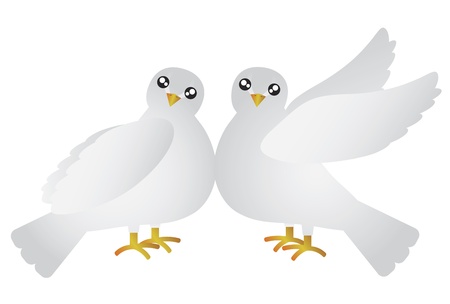 Pair of Doves Lovebird for Valentines Day Anniversary or Wedding Illustration Isolated on White Backgroundのイラスト素材