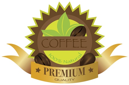 Coffee Beans Premium Quality Label Illustration Isolated on White Backgroundのイラスト素材