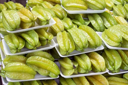 Starfruits Carambola Fruits Packaged for Sale at Southeast Asian Marketの写真素材