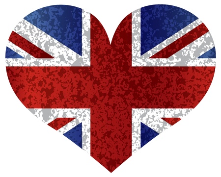 England Great Britain Union Jack Flag Heat Shape with Texture Illustrationのイラスト素材