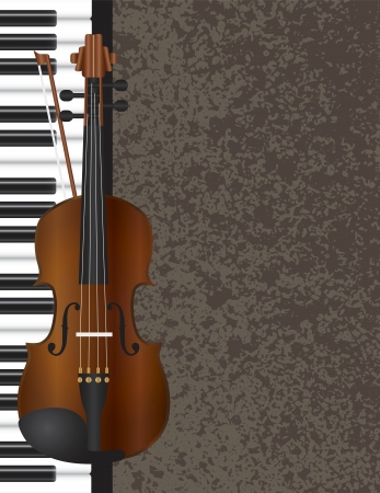 Piano and Violin Bow Musical Instrument with Textured Background Illustrationのイラスト素材