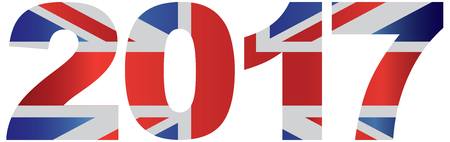 2017 Great Britain Union Jack Flag Numbers Outline Isolated on White Background Illustrationのイラスト素材