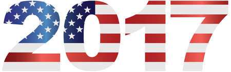 2017 USA American Flag Numbers Outline Isolated on White Background Illustrationのイラスト素材
