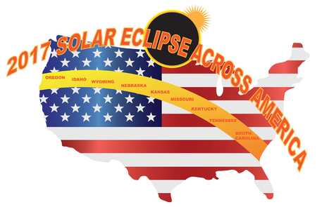 2017 Total Solar Eclipse across America USA map color illustrationのイラスト素材