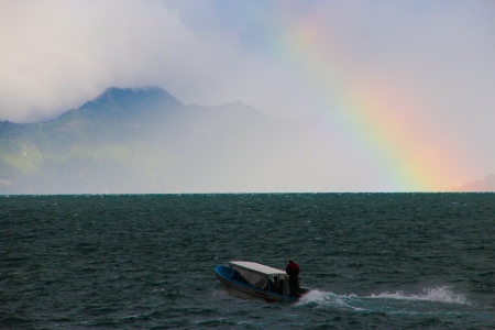 Rainbow on lake atitln Guatemala の素材