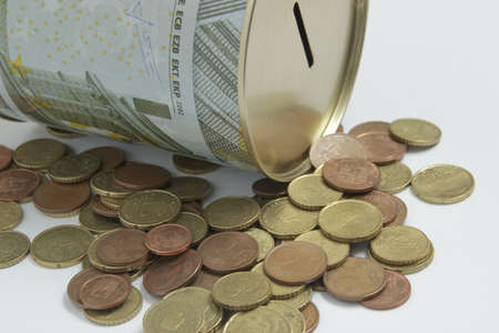 Money Box with money outsideの写真素材