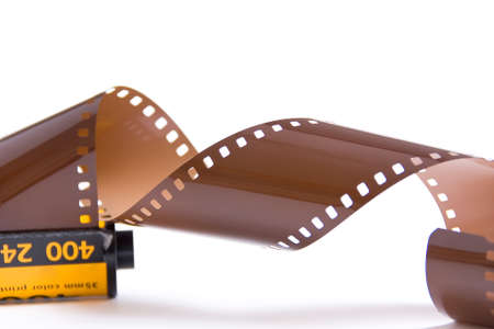 Photo roll-film camera isolated on white backgroundの写真素材