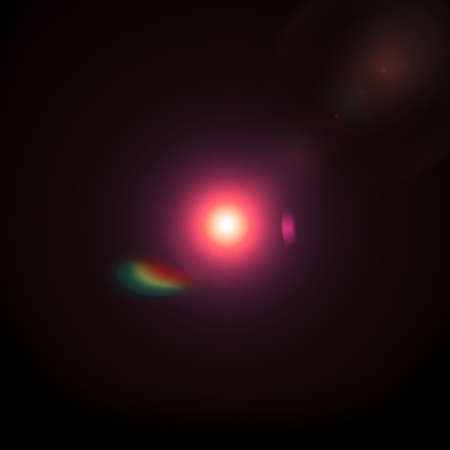 Red light Lens flare on black background.の写真素材