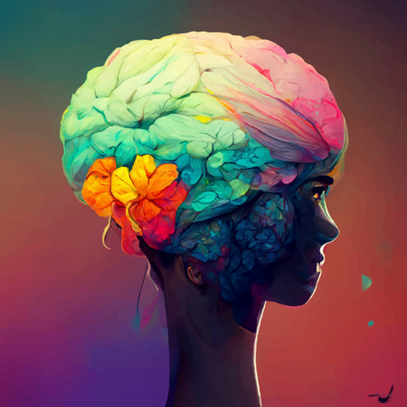 beautiful colorful and realistic illustration of the human brain. World mental health day. human brain wallpaper.の写真素材