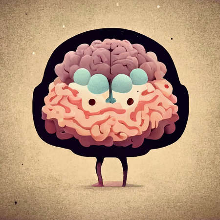 cute illustration of the human brain. World mental health day. human brain wallpaper.の写真素材