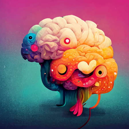 beautiful colorful and realistic illustration of the human brain. World mental health day. human brain wallpaper.の写真素材