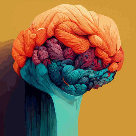 beautiful colorful and realistic illustration of the human brain. World mental health day. human brain wallpaper.の写真素材