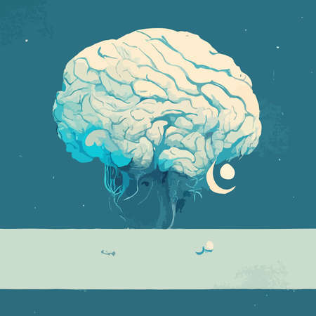 beautiful blue illustration of the human brain. World mental health day. human brain wallpaper.の写真素材