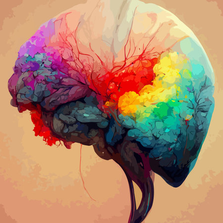 beautiful colorful and realistic illustration of the human brain. World mental health day. human...