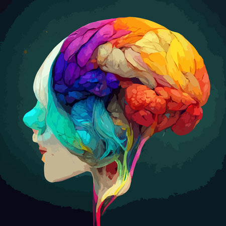 beautiful colorful and realistic illustration of the human brain. World mental health day. human...