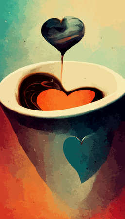coffee cup illustration. i love coffee illustration.の写真素材