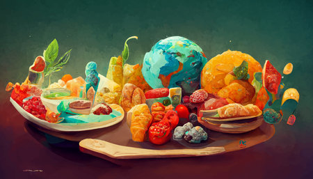 illustration world food day concept, international world food day.の写真素材