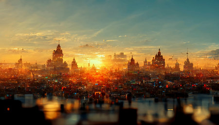 beautiful city realistic illustration. city architecture illustration. city wallpapers.の写真素材