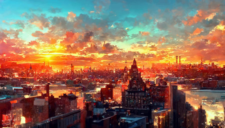 new york city realistic illustration. city architecture illustration. city wallpapers.の写真素材