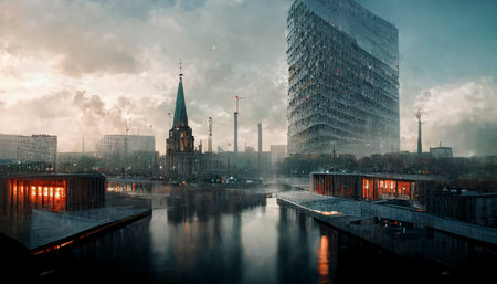 Berlin city realistic illustration. city architecture illustration. city wallpapers.