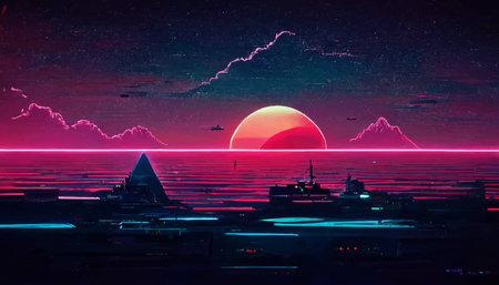 retro Synthwave background. Geometric retro Background illustration. illustration for wallpaper.