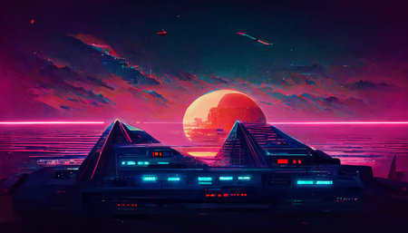 retro Synthwave background. Geometric retro Background illustration. illustration for wallpaper.