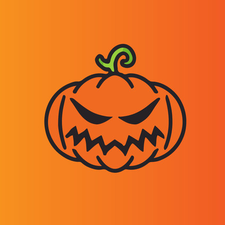 cute halloween evil pumpkin illustration. halloween-pumpkin. flat evil pumpkinの写真素材