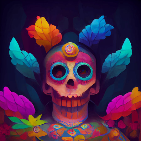 beautiful illustration of the Day of the Dead. typical altar of the day of the dead. Remembrance...
