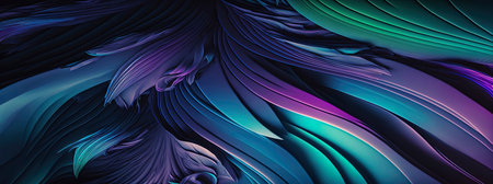 Panoramic blue, green and purple abstract wave wallpaper, blue, green and purple background,...