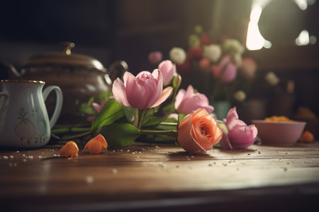 Celebratory Mother's Day flowers backgroundの写真素材