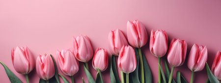 Elegant Mother's Day banner with a pink tulip displayの写真素材