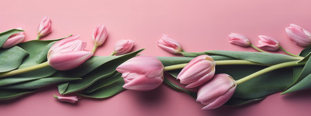 Elegant Mother's Day banner with a pink tulip displayの写真素材