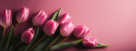 Elegant Mother's Day banner with a pink tulip displayの写真素材