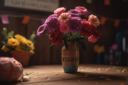 Flower arrangement in honor of Mother's Dayの写真素材