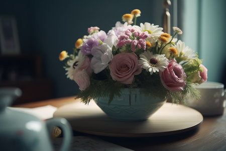 Flower arrangement in honor of Mother's Dayの写真素材