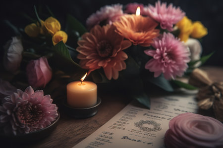 Flower arrangement in honor of Mother's Dayの写真素材