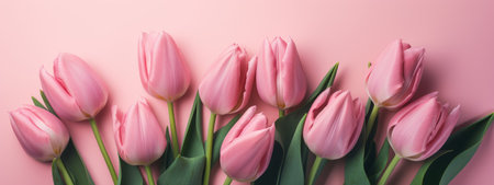 Pink on pink tulip bouquet for Mother's Day celebrationの写真素材