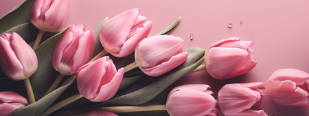 Pink on pink tulip bouquet for Mother's Day celebrationの写真素材