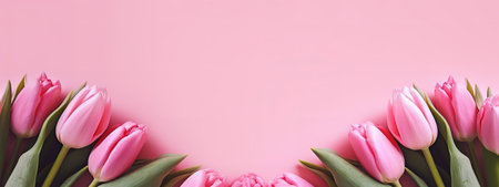 Pink on pink tulip bouquet for Mother's Day celebrationの写真素材