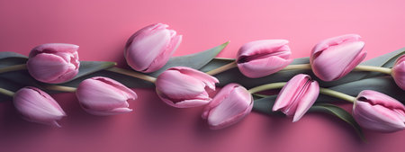 Pink on pink tulip bouquet for Mother's Day celebrationの写真素材