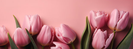 Pink on pink tulip bouquet for Mother's Day celebrationの写真素材