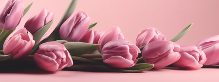 Pink on pink tulip bouquet for Mother's Day celebrationの写真素材