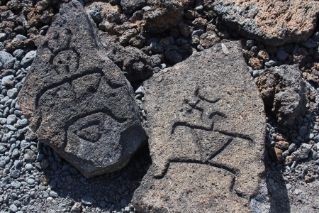 Hawaii Petroglyph Carvingsの写真素材