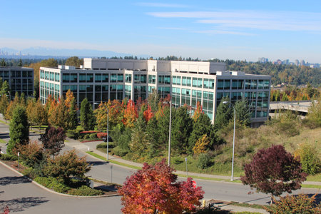 Modern Office Building in Autumn at Bellevue Washingtonのeditorial素材