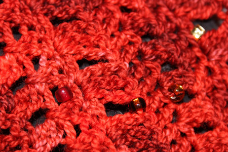 Red Ombre Crochet Fabric Textile Texture Background