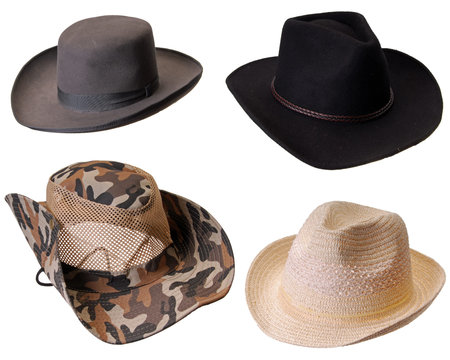 Four hats isolated on whiteの写真素材